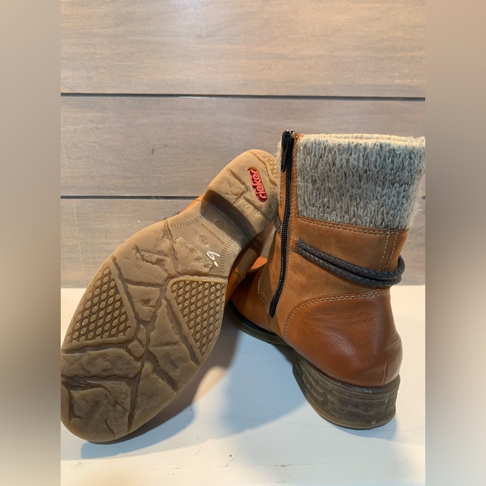 Rieker Fee 88 Womens Ankle Boot Brown Size 8.5 Leather Western Casual Preppy - Picture 10 of 10
